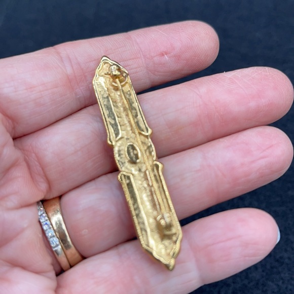 Vintage Givenchy Stick Pin Logo Rhinestone Brooch - Picture 4 of 4